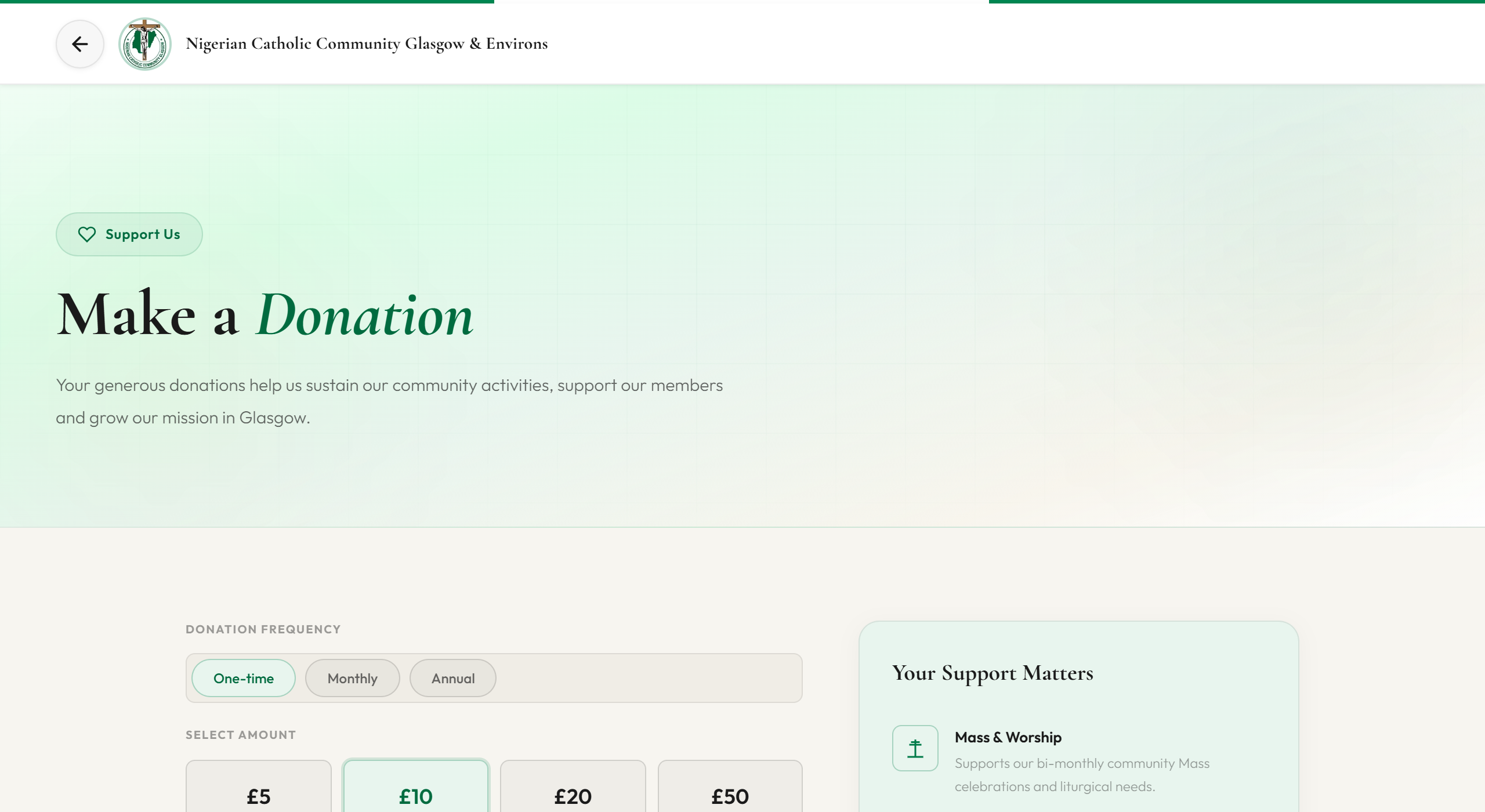 Donations page
