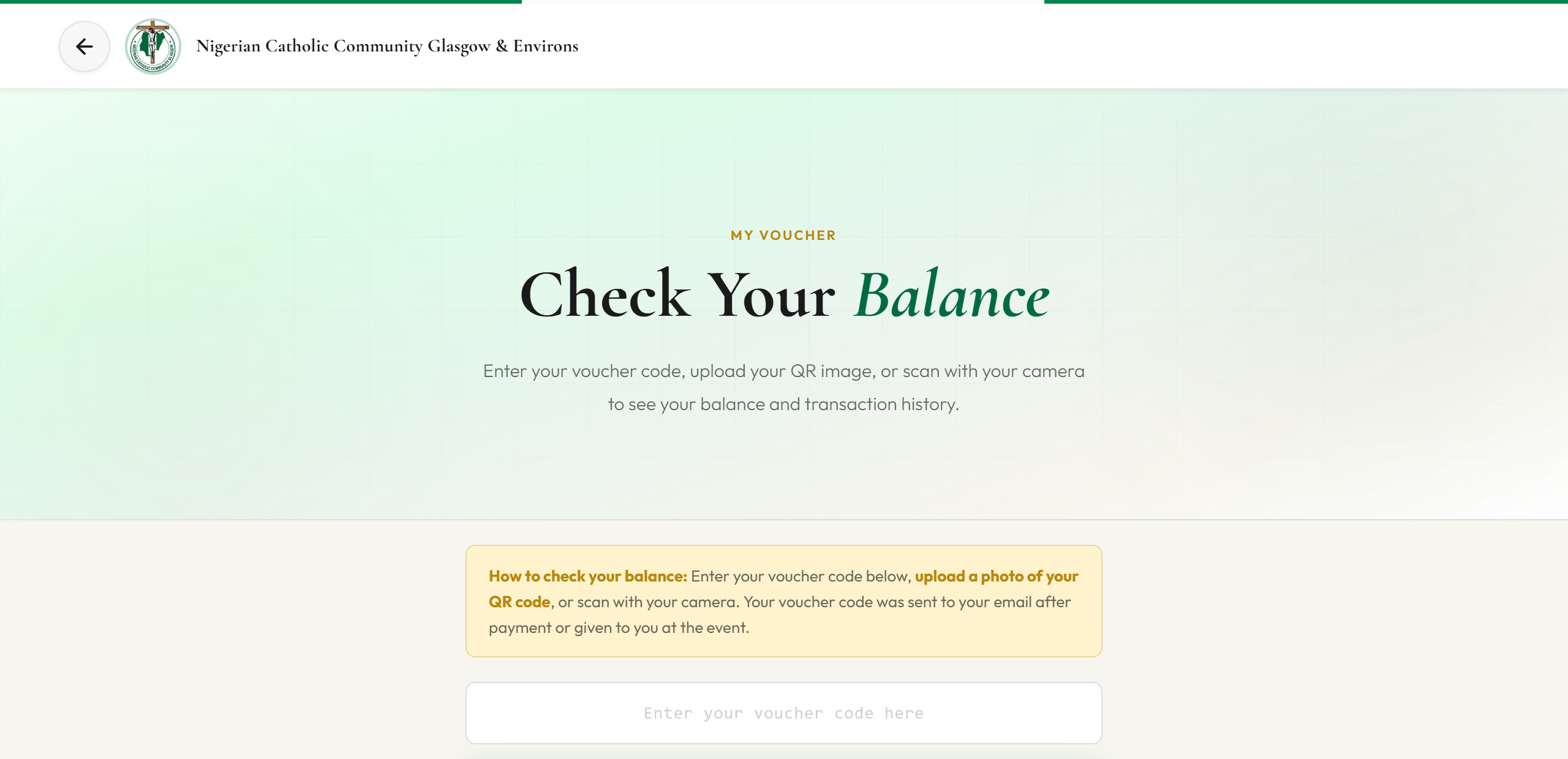 Check voucher balance page