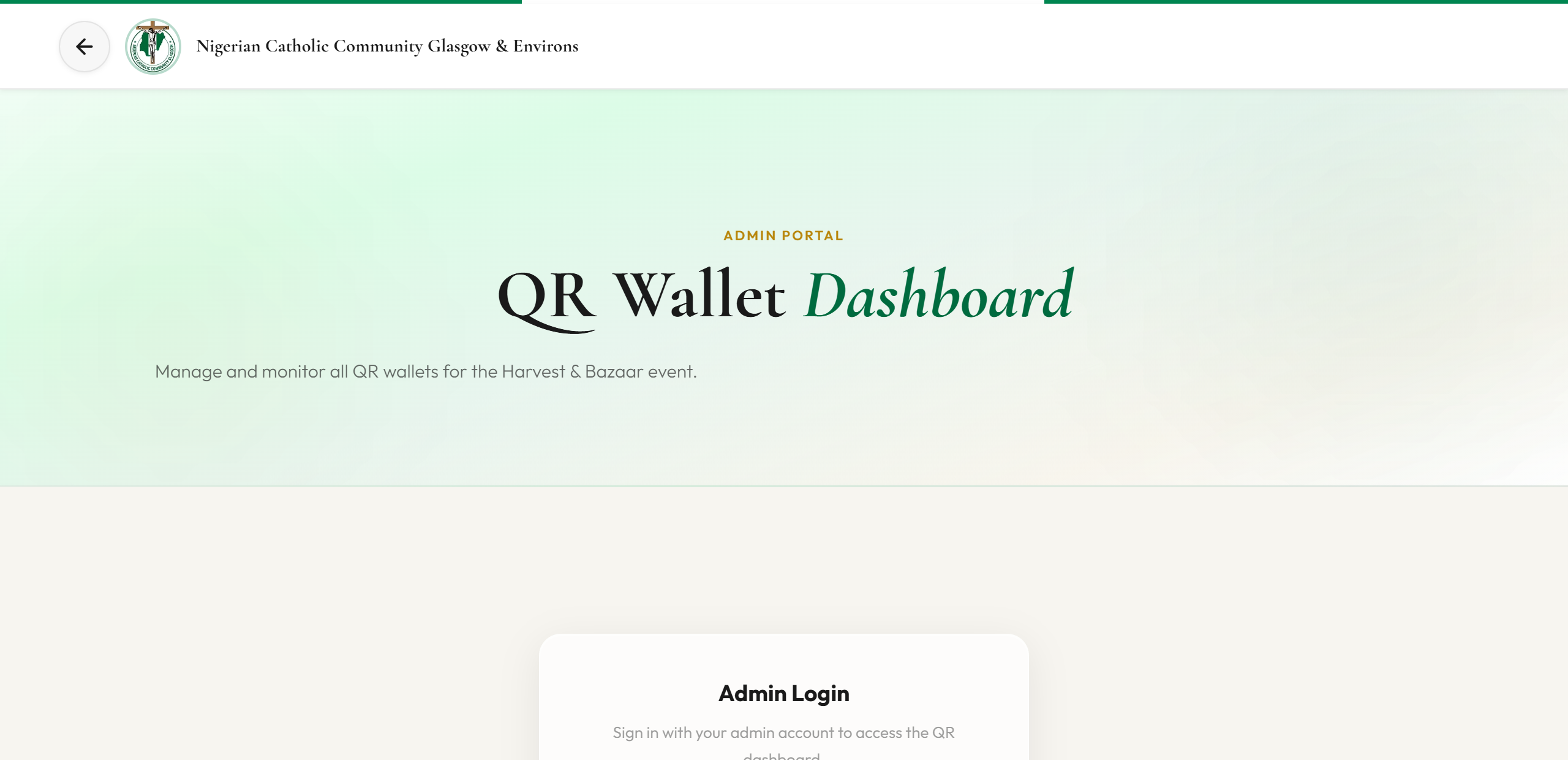 QR wallet admin login